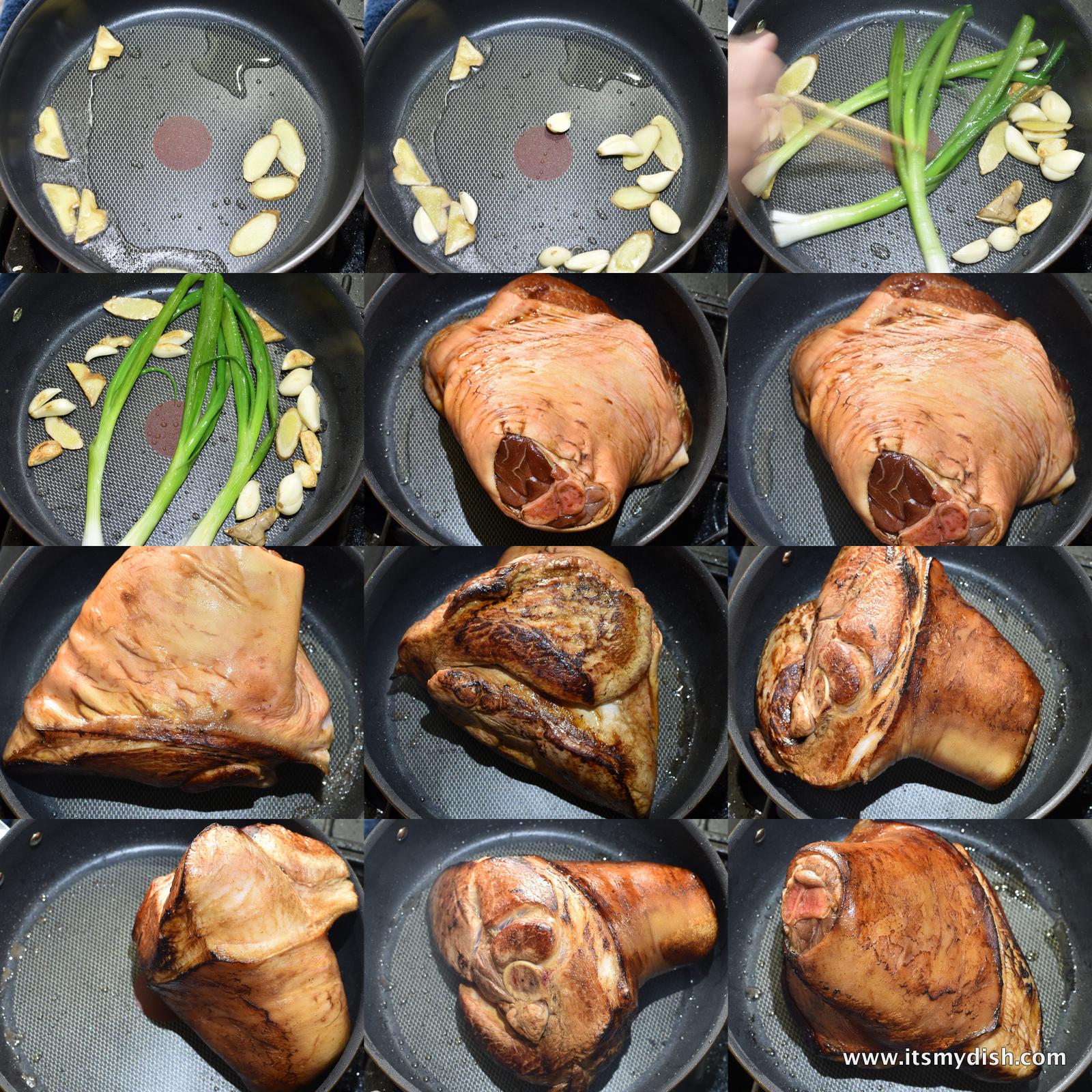 braised pork,shredded pork braised pork leg (红烧元蹄)
