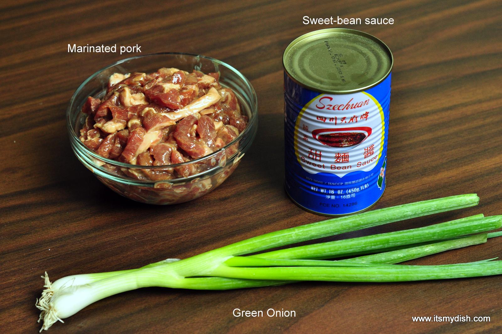 shredded pork with sweet-bean sauce